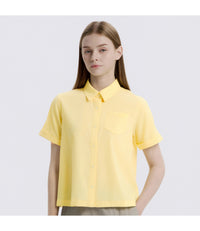 Women's Air Seersucker Semi-Overfit Short Sleeve Shirt<br>PALE YELLOW