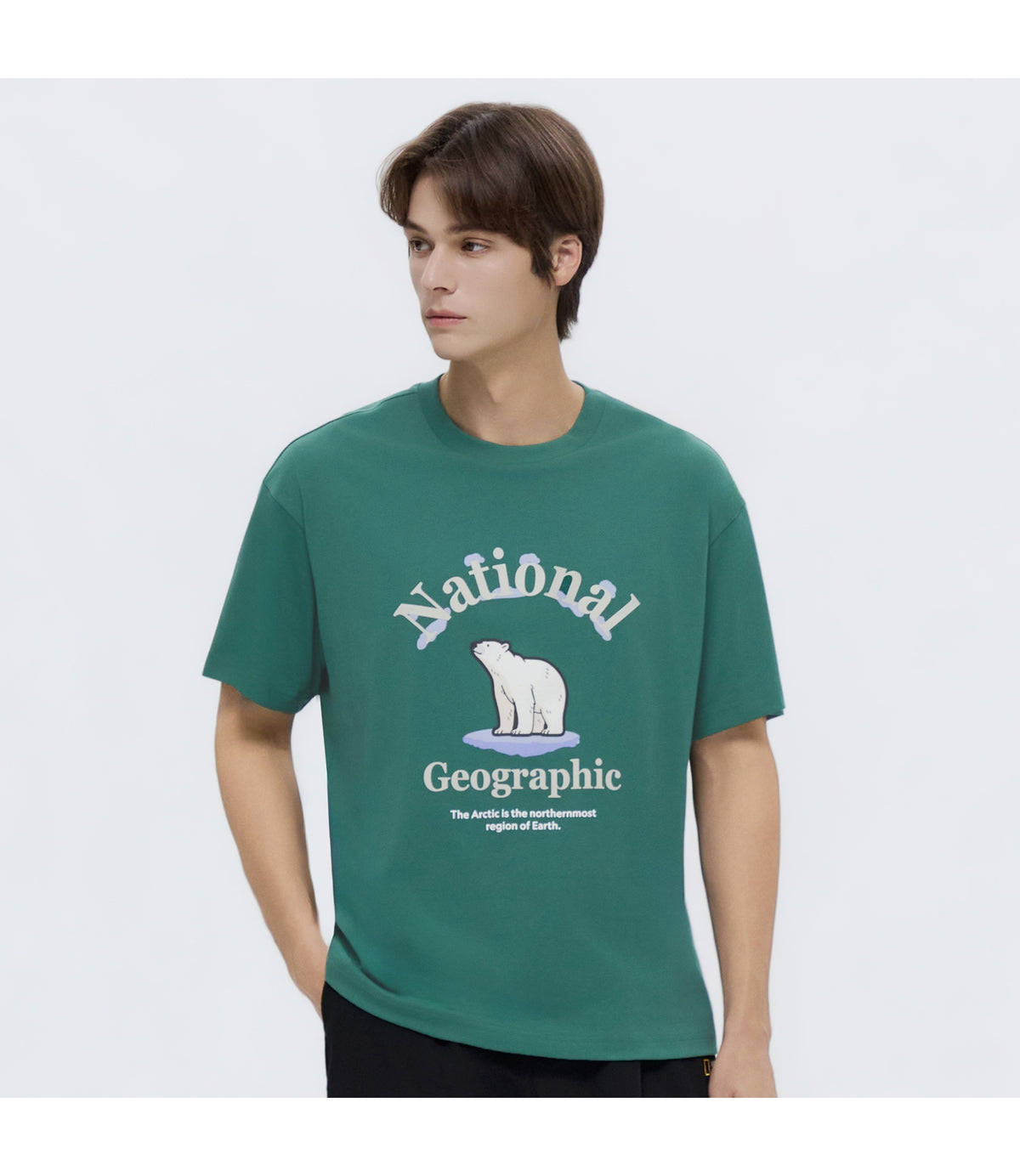 Unisex Animal Graphic Semi-Overfit Short Sleeve T-Shirt<br>POSY GREEN