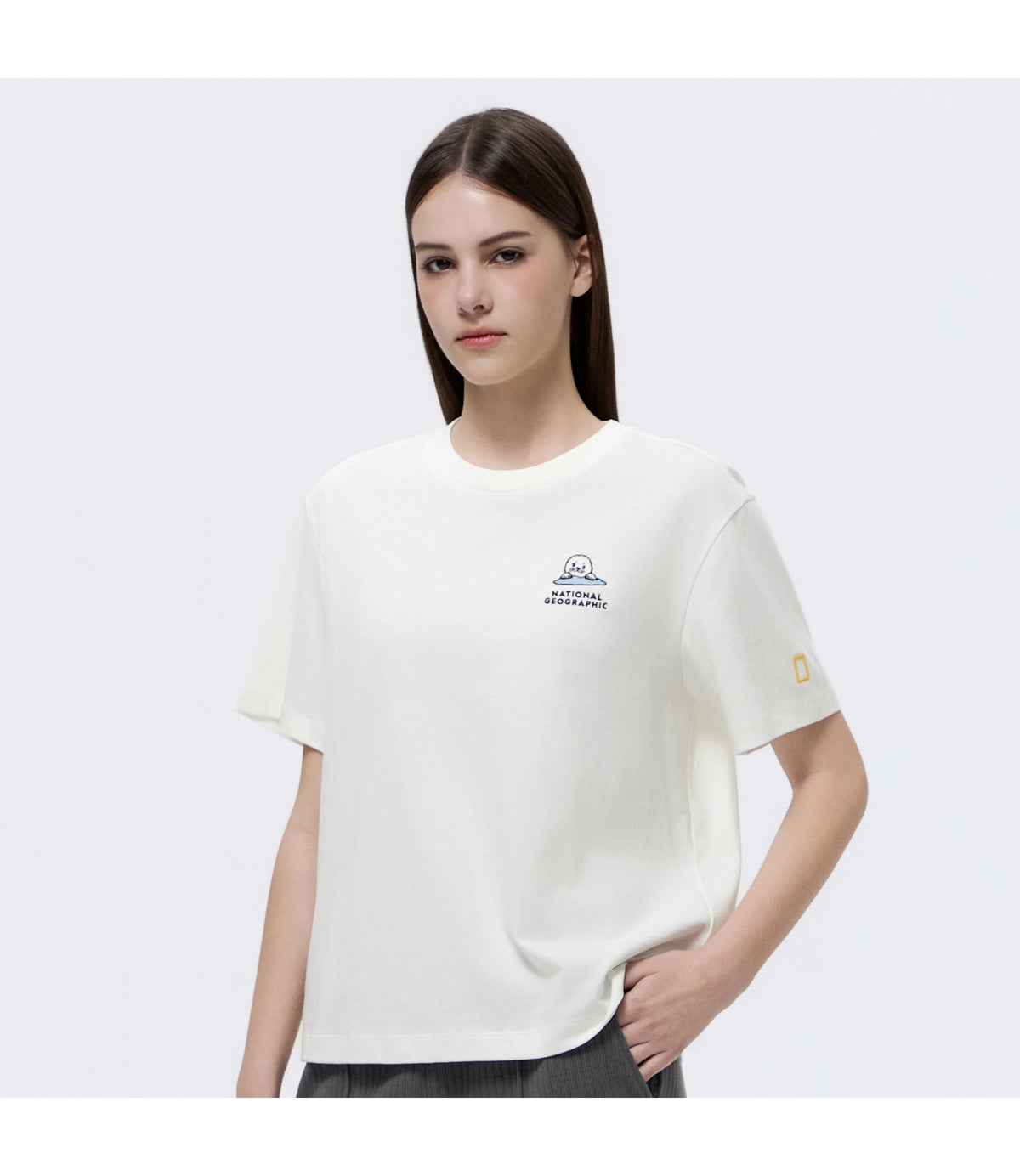 Women's Animal Graphic Point Short Sleeve T-Shirt<br>O/WHITE