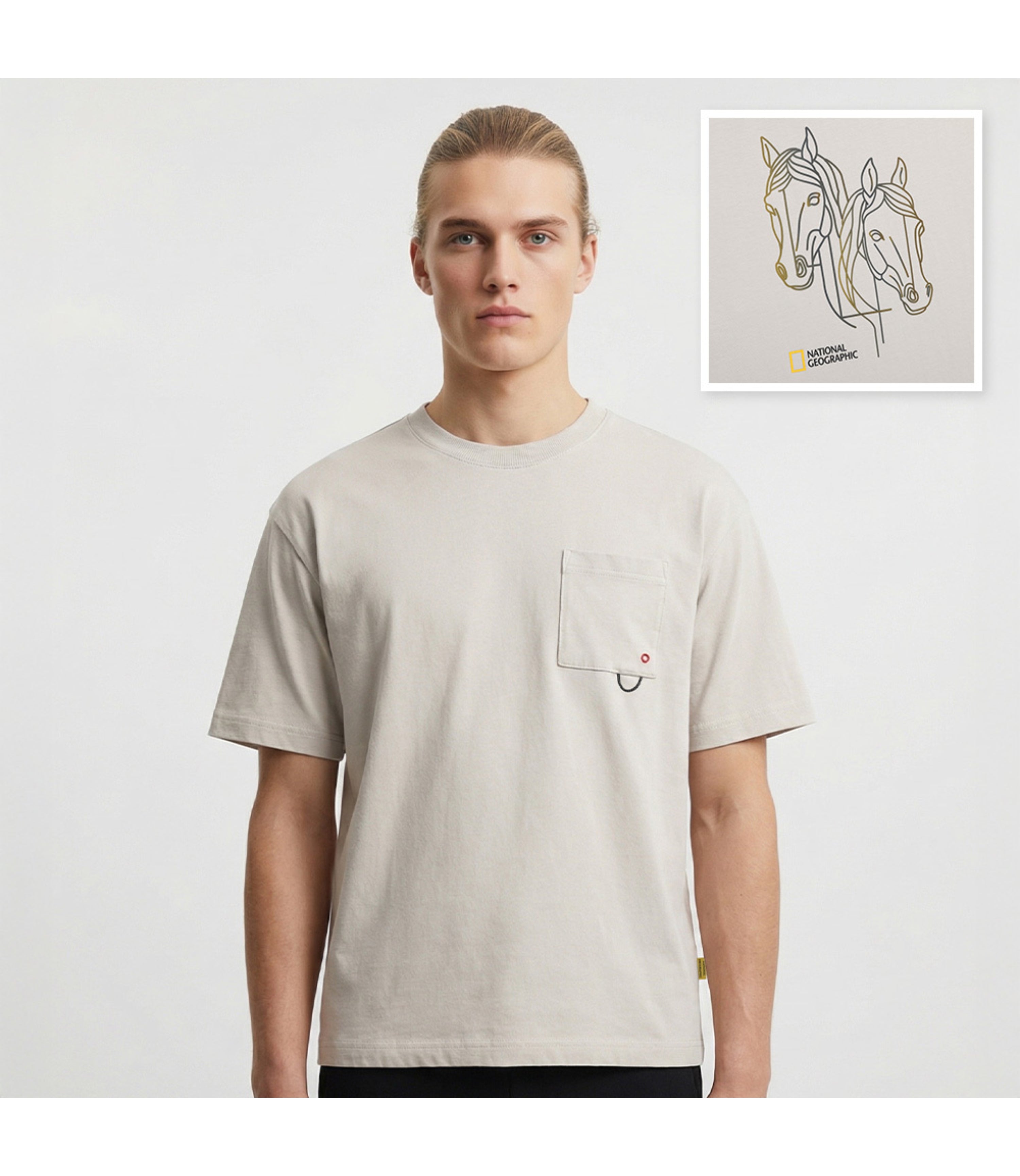 Unisex Year Of The Horse Graphic Pocket Tee<br>L/GREY