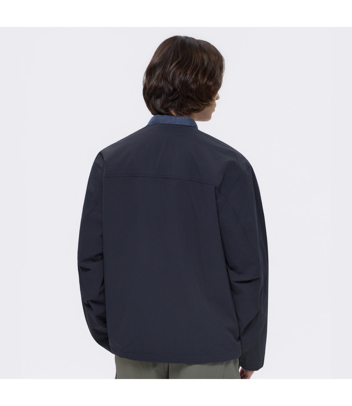 Men's Round Neck Button-Down Jacket<br>D/NAVY